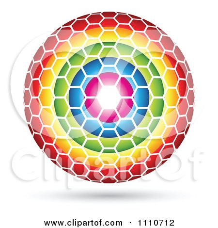Clipart Sphere Made Of Colorful Rings And A Hexagon Pattern - Royalty Free Vector Illustration by cidepix