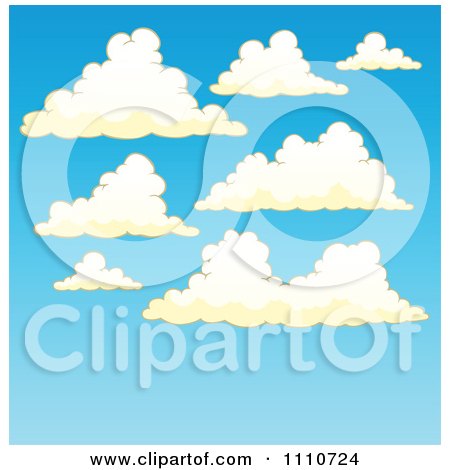 Clipart Puffy Cloud Sky Background - Royalty Free Vector Illustration by visekart