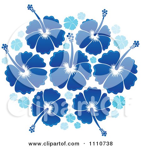 Clipart Blue Tropical Hibiscus Flowers - Royalty Free Vector Illustration by visekart