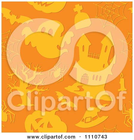 Clipart Seamless Orange Halloween Pattern - Royalty Free Vector Illustration by visekart