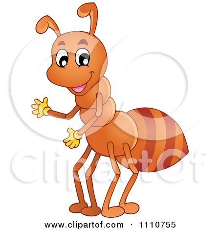 Clipart Friendly Ant Smiling And Waving - Royalty Free Vector Illustration by visekart