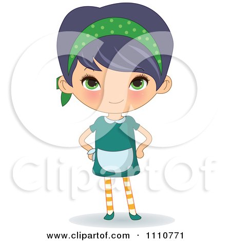 Clipart Waitress With Her Hands On Her Hips - Royalty Free Vector Illustration by Melisende Vector