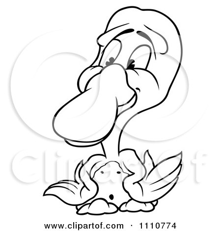 Clipart Outlined Duck With Its Wings On Its Hips - Royalty Free Vector Illustration by dero