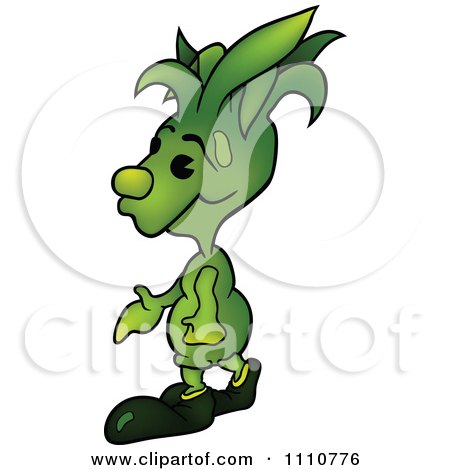 Clipart Green Alien Walking - Royalty Free Vector Illustration by dero