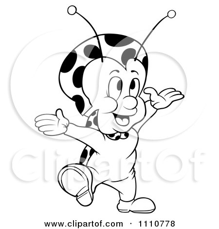 Clipart Outlined Happy Ladybug With Open Arms - Royalty Free Vector Illustration by dero