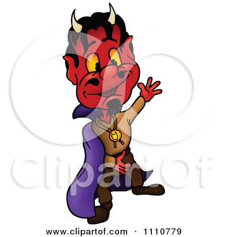 Clipart Happy Devil Presenting - Royalty Free Vector Illustration by dero