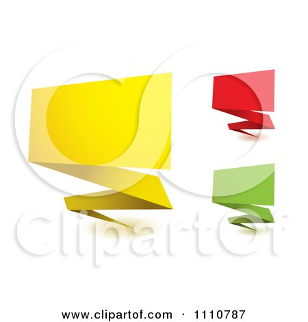 Clipart 3d Yellow Red And Green Origami Banners - Royalty Free Vector Illustration by michaeltravers