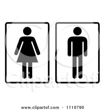 Clipart Black And White Men And Women Toilet Restroom Signs - Royalty Free Vector Illustration by michaeltravers
