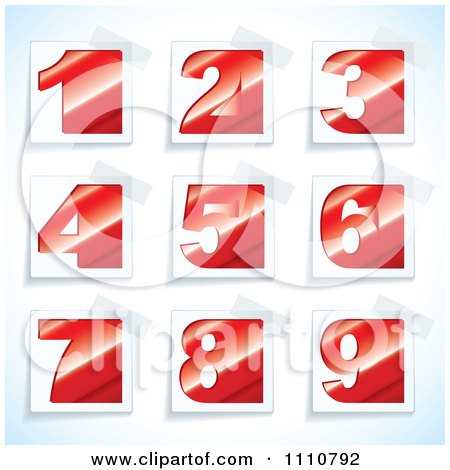 Clipart Red Number Tags With Taped Corners - Royalty Free Vector Illustration by michaeltravers