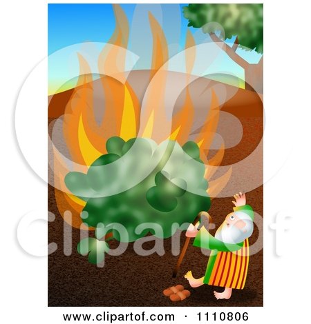 Clipart Moses By The Burning Bush - Royalty Free CGI Illustration by Prawny