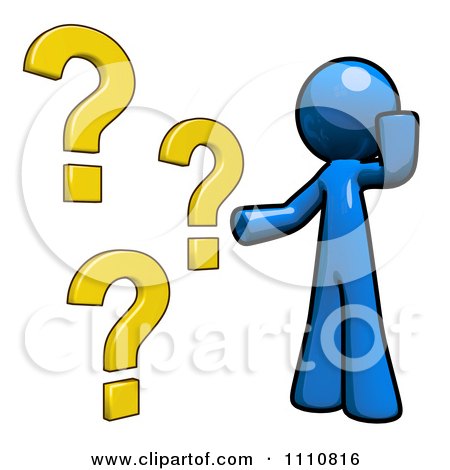 Clipart Blue Guy With Questions - Royalty Free CGI Illustration by Leo Blanchette