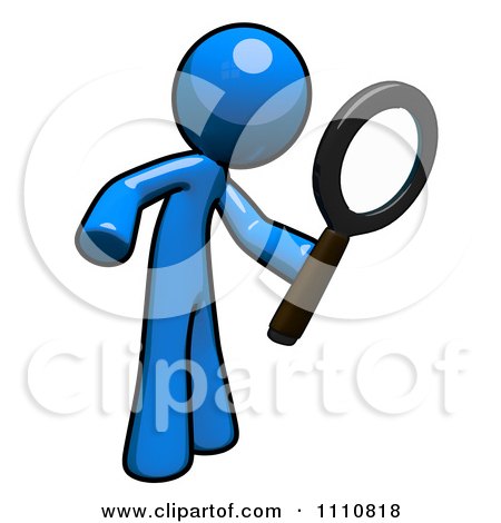 Clipart Search Engine Blue Guy Using A Magnifying Glass - Royalty Free CGI Illustration by Leo Blanchette