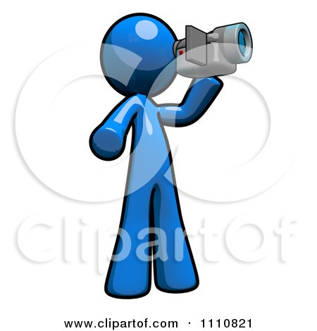 Clipart Blue Guy Recording A Video With A Handy Cam - Royalty Free CGI Illustration by Leo Blanchette
