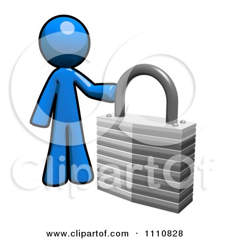 Clipart Privacy Blue Guy With A Padlock - Royalty Free CGI Illustration by Leo Blanchette