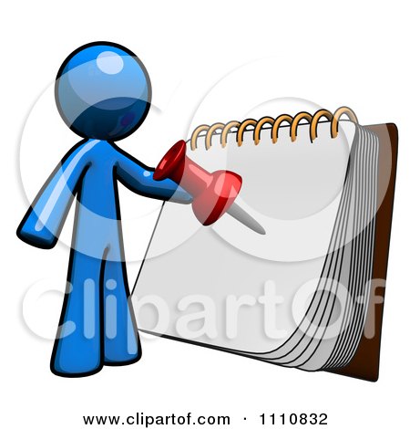 Clipart Organized Blue Guy Planning An Event - Royalty Free CGI Illustration by Leo Blanchette