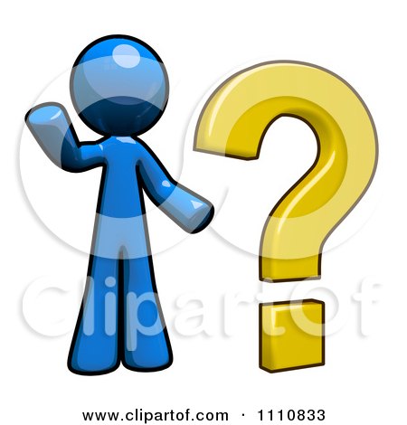 Clipart FAQ Blue Guy With A Question Mark - Royalty Free CGI Illustration by Leo Blanchette