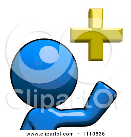 Clipart Add Friend Blue Guy Pointing - Royalty Free CGI Illustration by Leo Blanchette