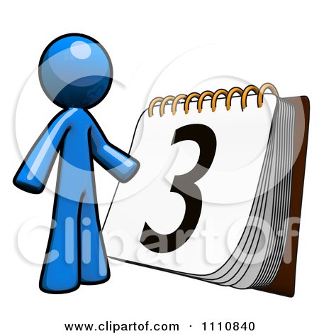 Clipart Blue Guy By A Calendar - Royalty Free CGI Illustration by Leo Blanchette
