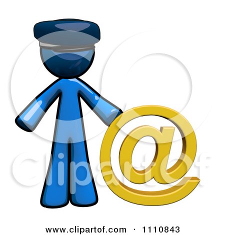Clipart Contact Blue Guy Mail Man With An At Symbol - Royalty Free CGI Illustration by Leo Blanchette