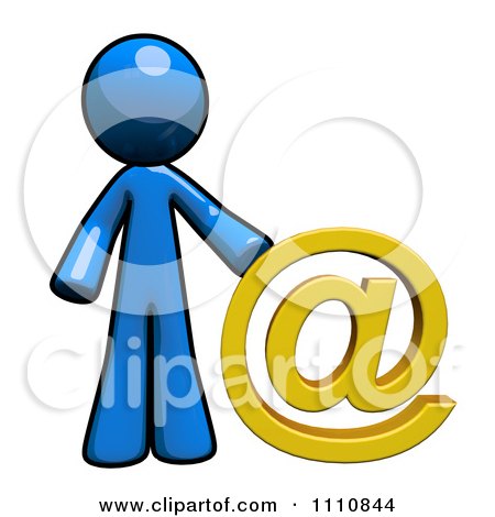 Clipart Contact Blue Guy With An At Symbol - Royalty Free CGI Illustration by Leo Blanchette