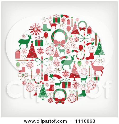 Clipart Sphere Of Red And Green Christmas Items - Royalty Free Vector Illustration by OnFocusMedia