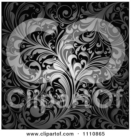 Clipart Glowing Black Flourish Background - Royalty Free Vector Illustration by OnFocusMedia
