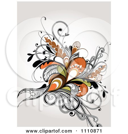 Clipart Floral Background With Tribal Flourishes - Royalty Free Vector Illustration by OnFocusMedia