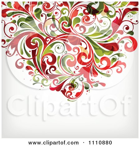 Clipart Grungy Red And Green Floral Background With Copyspace 1 - Royalty Free Vector Illustration by OnFocusMedia