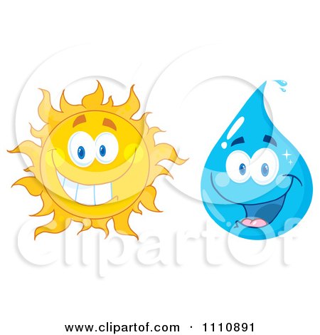 Clipart Water Drop And Sun - Royalty Free Vector Illustration by Hit Toon