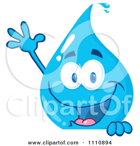 Clipart Water Drop Waving Over A Sign - Royalty Free Vector Illustration by Hit Toon