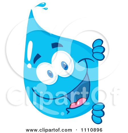 Clipart Water Drop Looking Around A Sign - Royalty Free Vector Illustration by Hit Toon