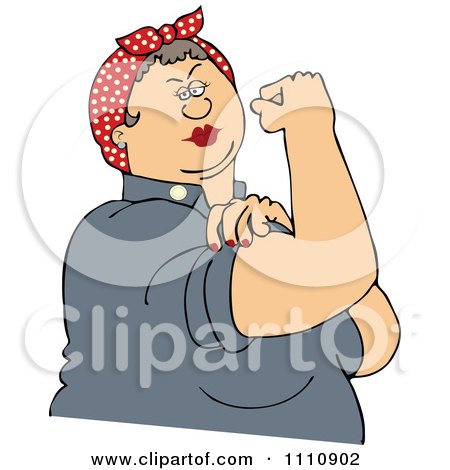 Clipart Chubby Rosie The Riveter Flexing Her Strong Muscles - Royalty Free Vector Illustration by djart