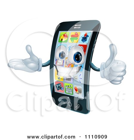 Clipart 3d Cell Phone Mascot Holding A Thumb Up - Royalty Free Vector Illustration by AtStockIllustration