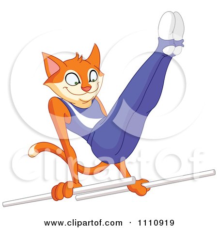 Clipart Athletic Gymnast Cat On The Bars - Royalty Free Vector Illustration by yayayoyo