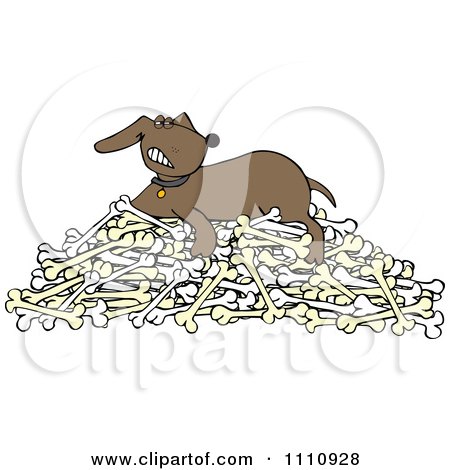 Clipart Hound Dog Guarding His Pile Of Bones - Royalty Free Vector Illustration by djart