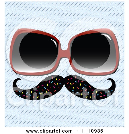 Clipart Disguise Mustache With Sunglasses Over A Diagonal Stripe Pattern - Royalty Free Vector Illustration by Cherie Reve