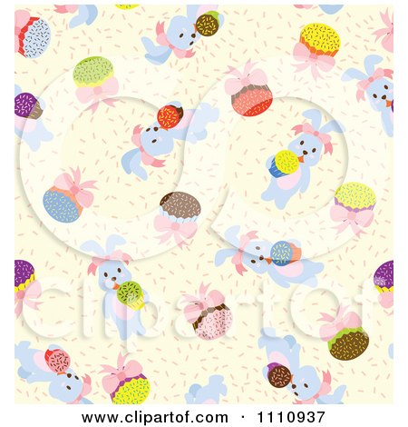 Clipart Seamless Pattern Background Of Easter Bunnies - Royalty Free Vector Illustration by Cherie Reve