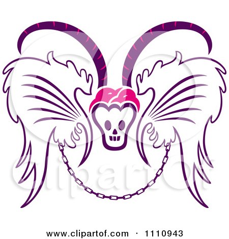 Clipart Till Death Do Us Part Emblem Of Wings Chain And Horned Skull - Royalty Free Vector Illustration by Cherie Reve