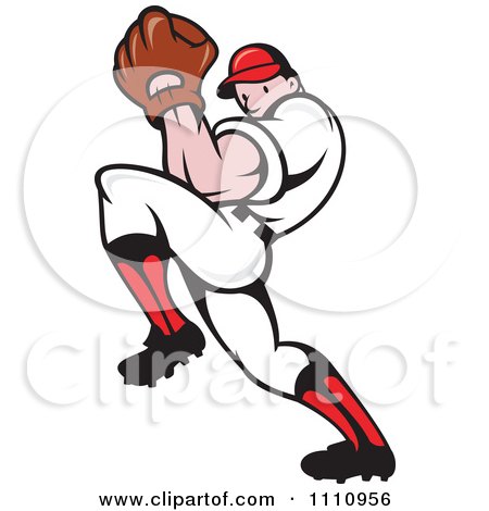 Clipart Baseball Player Pitching - Royalty Free Vector Illustration by patrimonio