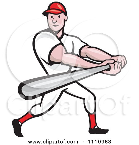 Clipart Happy Baseball Player Batting - Royalty Free Vector Illustration by patrimonio