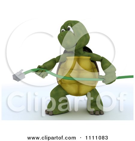 Clipart 3d Tortoise Stretching A Green Network Cable - Royalty Free CGI Illustration by KJ Pargeter