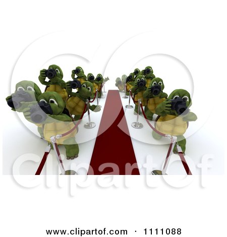 Clipart 3d Paparazzi Tortoises Snapping Photos Along The Red Carpet - Royalty Free CGI Illustration by KJ Pargeter