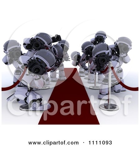 Clipart 3d Paparazzi Robots Snapping Photos Along The Red Carpet - Royalty Free CGI Illustration by KJ Pargeter