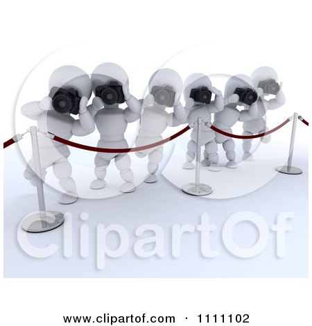Clipart 3d Paparazzi White Characters Taking Photos Along The Red Carpet - Royalty Free CGI Illustration by KJ Pargeter