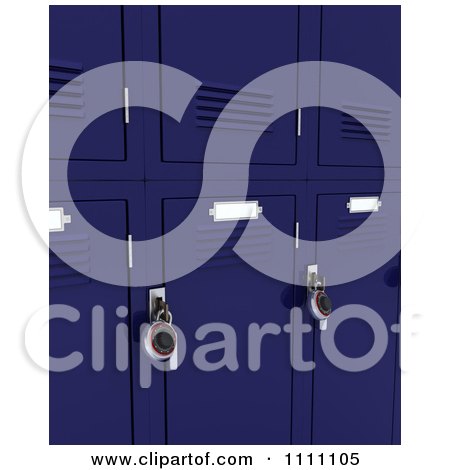 Clipart 3d Blue School Lockers With Padlocks - Royalty Free CGI Illustration by KJ Pargeter
