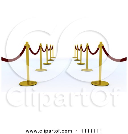 Clipart 3d Velvet Ropes And Gold Poles Along A Path - Royalty Free CGI Illustration by KJ Pargeter