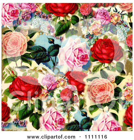 Clipart Collage Pattern Of Victorian Roses - Royalty Free Illustration by Prawny Vintage