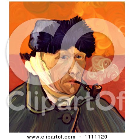 Clipart Revision Of Goghs 1889 Self Portrait With Bandaged Ear - Royalty Free Illustration by Prawny Vintage