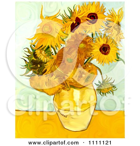Clipart Revision Of Goghs Sunflowers - Royalty Free Illustration by Prawny Vintage