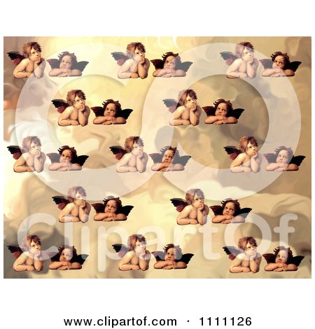 Clipart Collage Pattern Of Victorian Cherubs - Royalty Free Illustration by Prawny Vintage